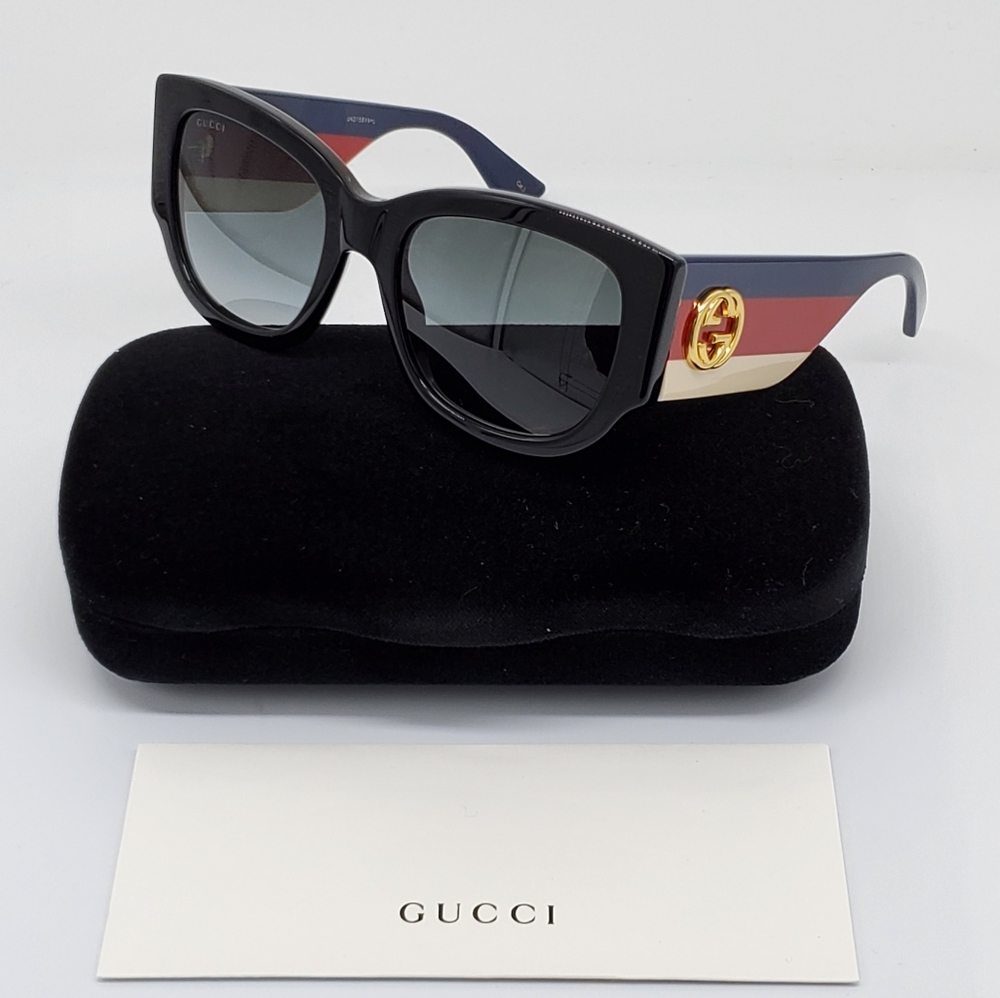 Gucci Black and Gold Women's Sunglasses
